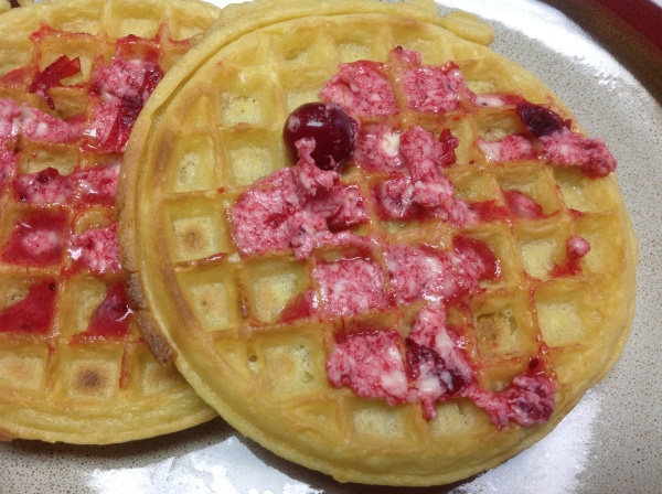 Waffles with cranberry butter